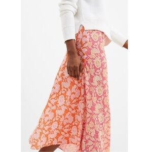 NEW French Connection Cosette Verona Midi Slip Skirt Camellia Rose